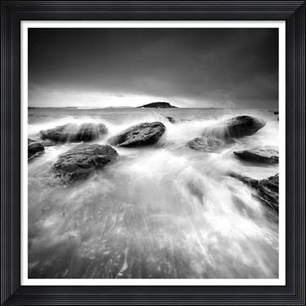 Framed Waves on Rocks 1 Print