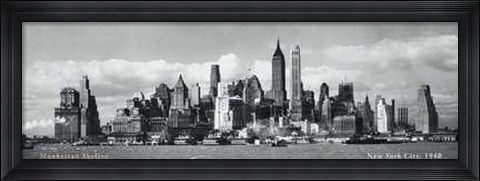 Framed Manhattan Skyline NYC 1940 Print