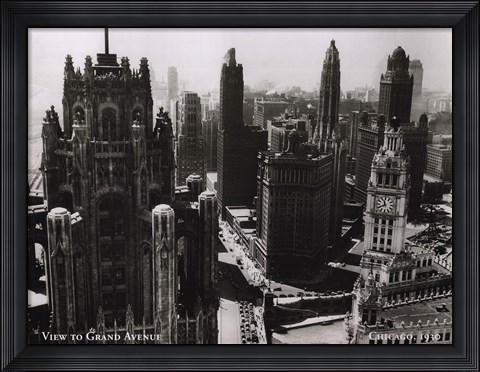 Framed View to Grand Ave Chicago &#39;30 Print