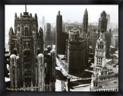 Framed View to Grand Ave Chicago &#39;30 Print