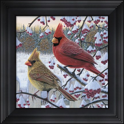 Framed Winter Cardinals Print