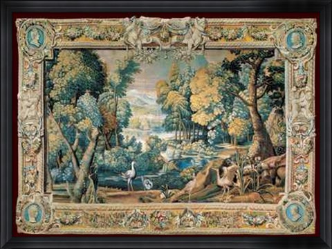 Framed 17th century - Tapestry Landscape Size 50x38.25 Print