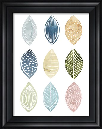 Framed Patterned Leaves I Print