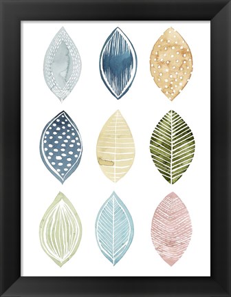 Framed Patterned Leaves I Print