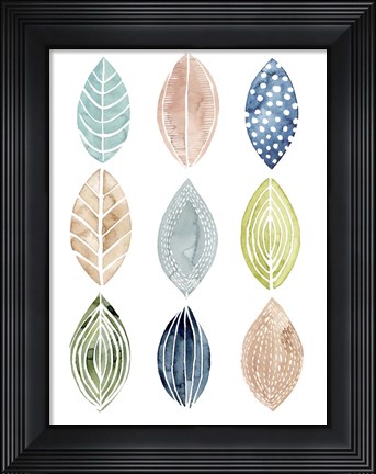 Framed Patterned Leaves II Print