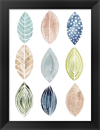 Framed Patterned Leaves II Print