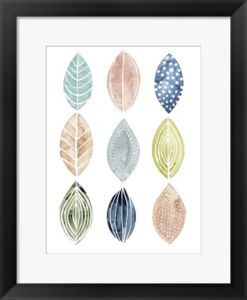 Framed Patterned Leaves II Print