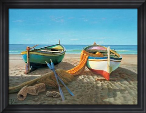 Framed Adriano Galasso - Dopo la Pesca Size 31.5x23.75 Print