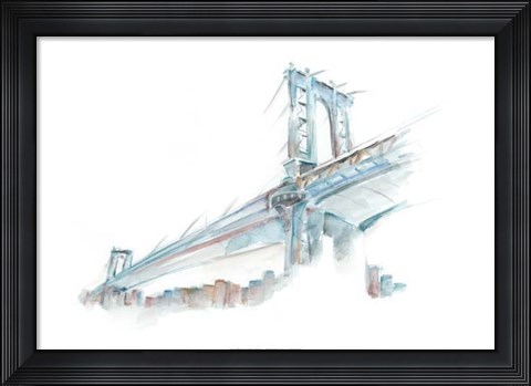 Framed Watercolor Bridge Sketch I Print