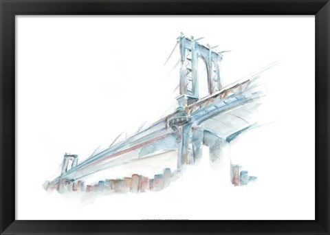 Framed Watercolor Bridge Sketch I Print