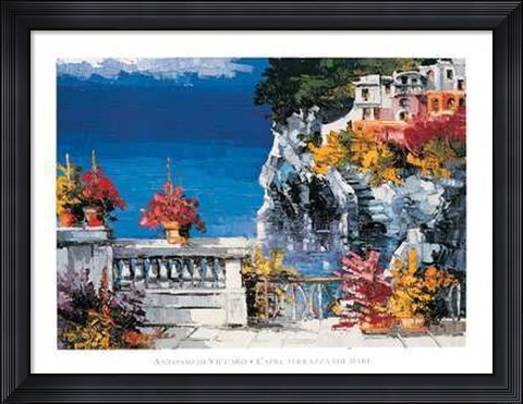 Framed Antonio Di viccaro - Capri Terrazza Sul Mare Size 31.5x23.75 Print