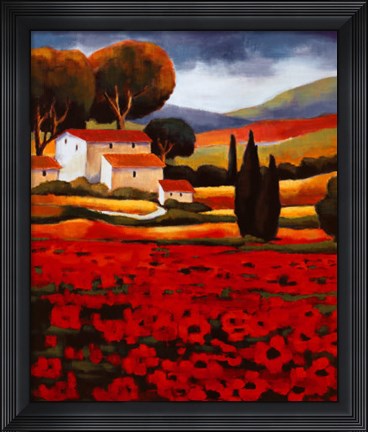 Framed Poppy Field II Print