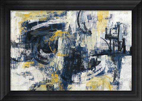 Framed Graffiti Wall III Indigo Print