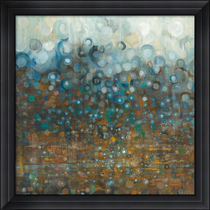 Framed Blue and Bronze Dots Print
