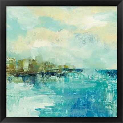 Framed Cliff Side Town Print