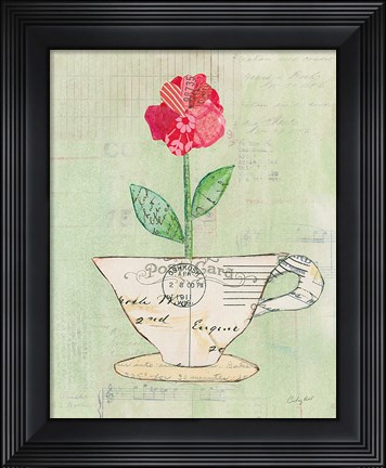 Framed Teacup Floral I on Print Print