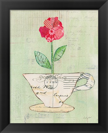 Framed Teacup Floral I on Print Print