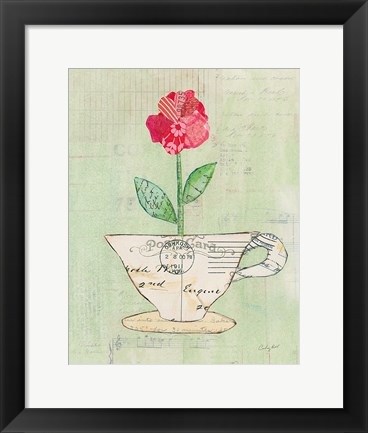 Framed Teacup Floral I on Print Print