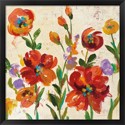 Framed July in the Garden II Cream Print