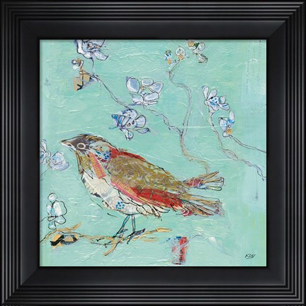 Framed Aqua Bird Print