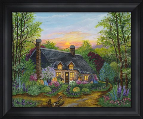 Framed Sunset Cottage Print