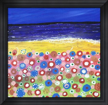 Framed Flowers by the Beach Print