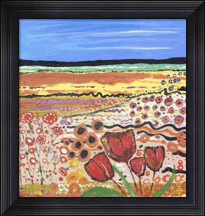 Framed Tulips in a Field Print