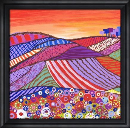 Framed Patchwork Fields In Scotland Print