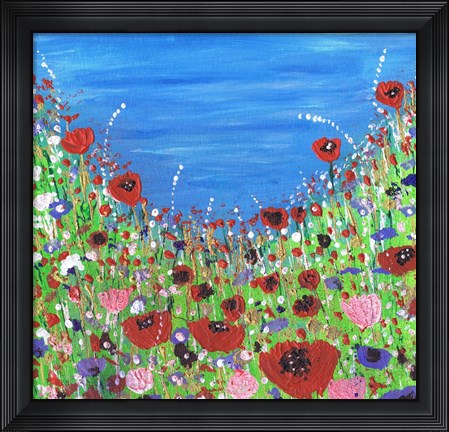 Framed Roses And Poppies Print