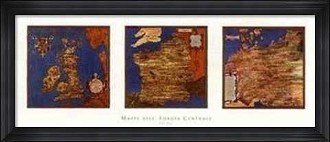 Framed Map U.K.-France-Germany Triptych Print