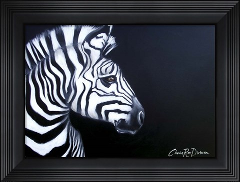 Framed Zebra On Black Print