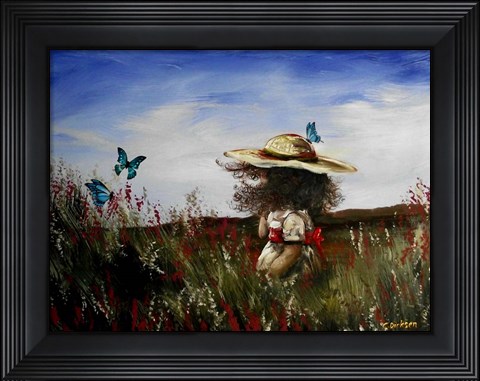 Framed Heather with Butterflies Print