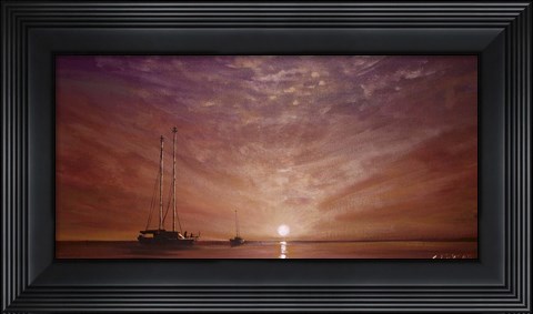 Framed Purple Sunset Boating Print