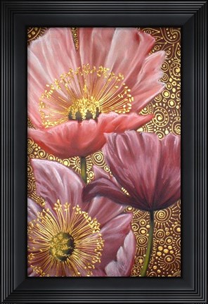 Framed Three Pink Poppies Print