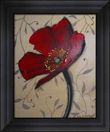 Framed Single Red Poppy Print