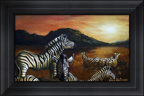 Framed Zebra Sunset Print