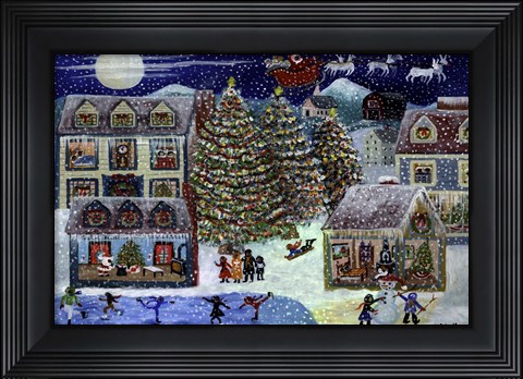 Framed Christmas Eve Santa In House Print