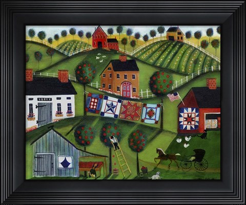 Framed Amish Folk Art Quilts Print