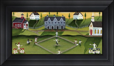 Framed Baseball Game School Church Village Print