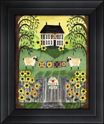 Framed 2 Sheep Quilt House Print
