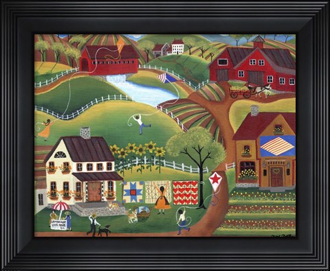 Framed Country Kite Quilt Lemonade Print