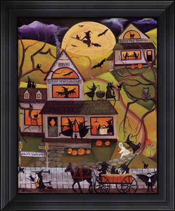 Framed Halloween School of Witchcraft Print