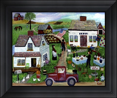 Framed Country Folk Art Tag Sale Print