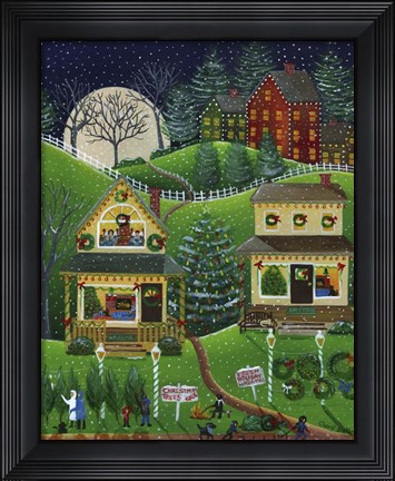 Framed First Snow Fall at Christmas Print