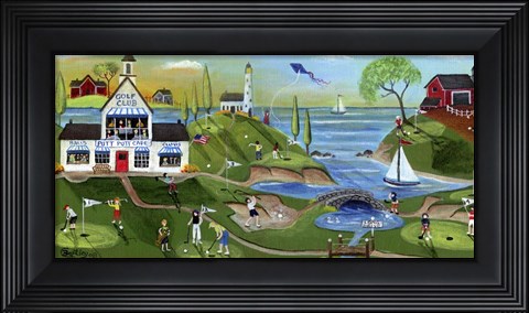 Framed Golf Club Folk Art Print