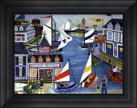 Framed Sailing School Folk Art Print