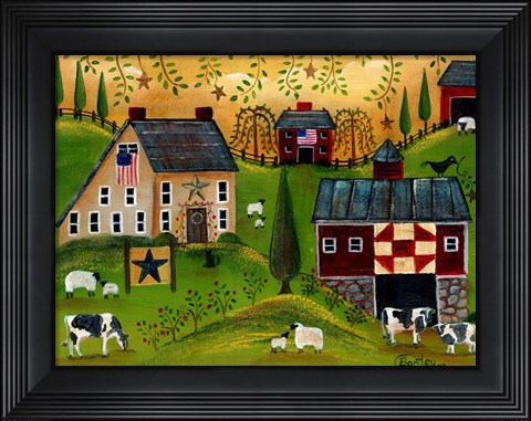Framed Salt Box Dairy Farm Print