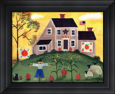 Framed Scarecrow Pumpkin Sheeppsd Print
