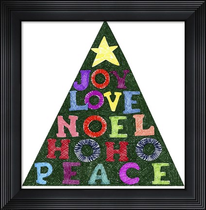 Framed Blessings Christmas Tree Print