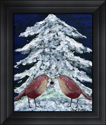 Framed Love Birds in Snow Print